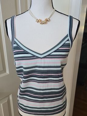 SO BRAND WOMENS PLUS JUNIOR SIZE SUMMER PINK STRIPED "WAFFLE" TANK SIZE 2X